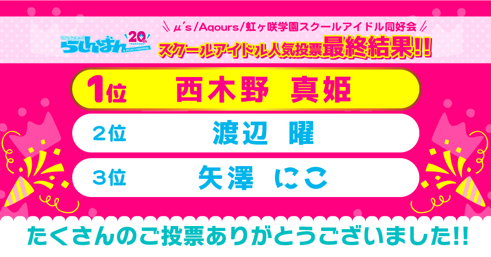 全店合同 ラブライブ シリーズ人気投票 セール開催 らしんばん